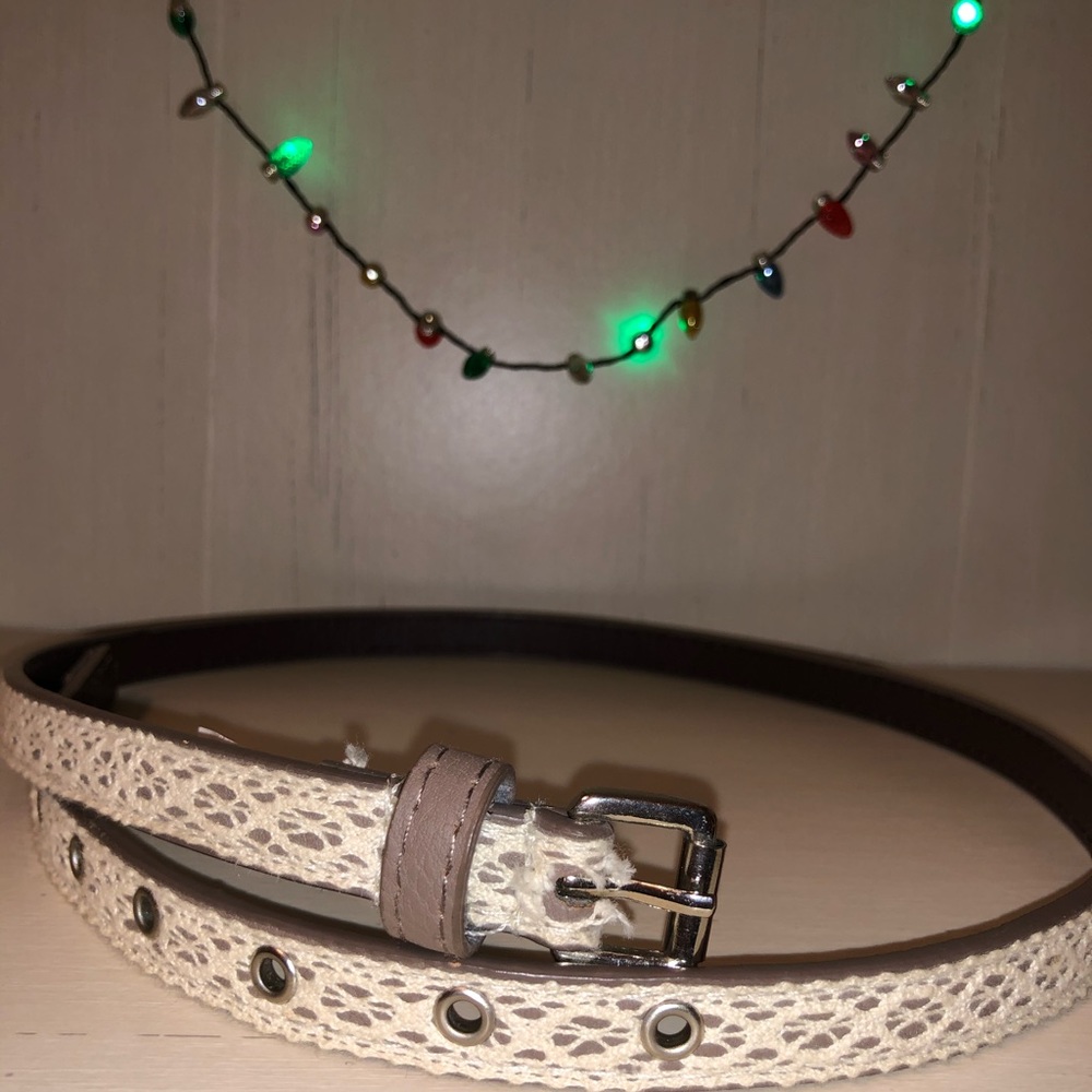 Tan and white belt